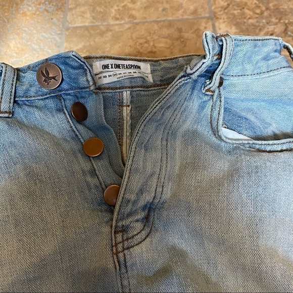 ONE X ONETEASPOON Blue Raw Hem Jean Skirt Size 25 - Picture 6 of 12